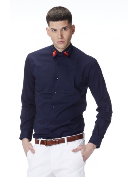 PAPILIO GARAMAS πουκάμισο PGBR-400/NAVY μπλε μαρίν