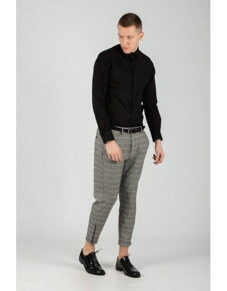 GABBA trouser chino PISA PETIT CHECK P4649 grey GABBA - 7