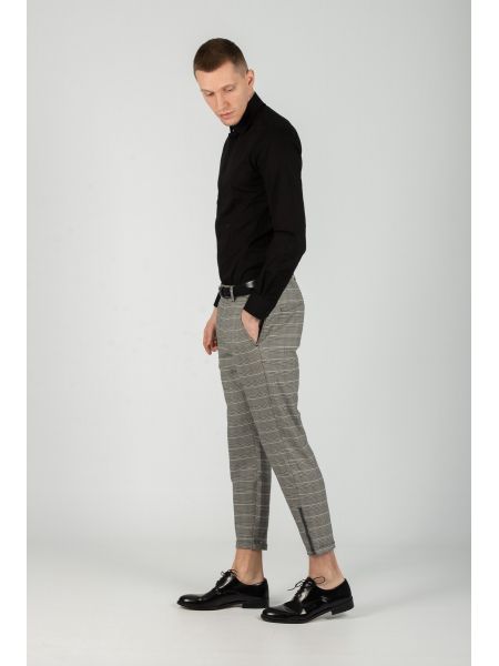 GABBA trouser chino PISA PETIT CHECK P4649 grey GABBA - 5