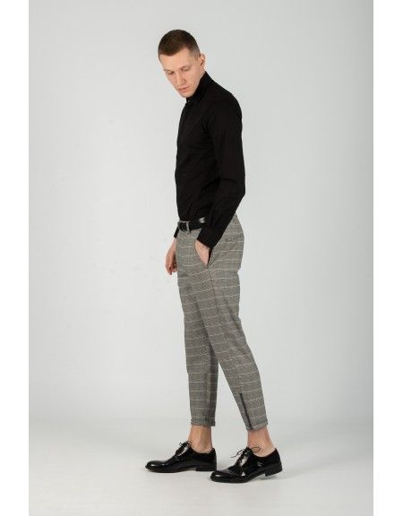 GABBA trouser chino PISA PETIT CHECK P4649 grey GABBA - 5