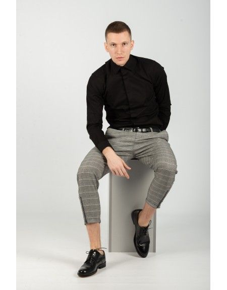 GABBA trouser chino PISA PETIT CHECK P4649 grey GABBA - 8
