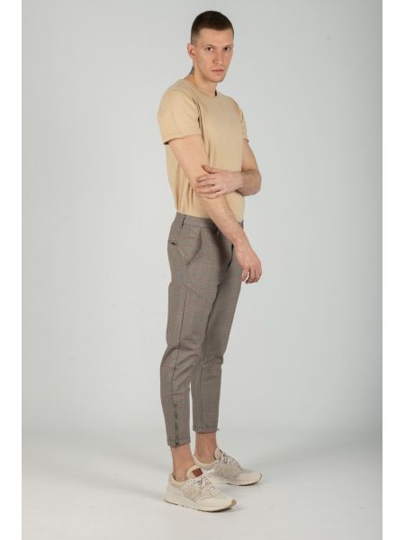 GABBA trouser chino PISA GLOW ROSE CHECK P4655 grey GABBA - 4
