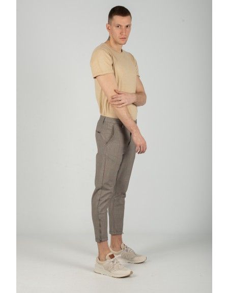 GABBA trouser chino PISA GLOW ROSE CHECK P4655 grey GABBA - 4