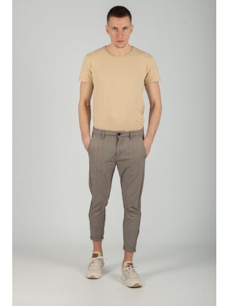 GABBA trouser chino PISA GLOW ROSE CHECK P4655 grey GABBA - 3