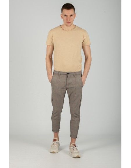 GABBA trouser chino PISA GLOW ROSE CHECK P4655 grey GABBA - 3