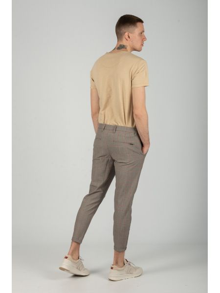 GABBA trouser chino PISA GLOW ROSE CHECK P4655 grey GABBA - 6
