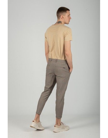 GABBA trouser chino PISA GLOW ROSE CHECK P4655 grey GABBA - 6