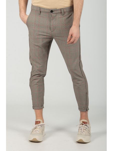 GABBA trouser chino PISA GLOW ROSE CHECK P4655 grey GABBA - 2