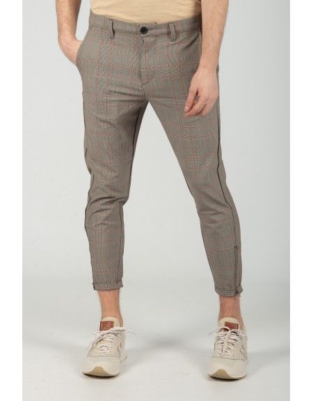 GABBA trouser chino PISA GLOW ROSE CHECK P4655 grey GABBA - 2