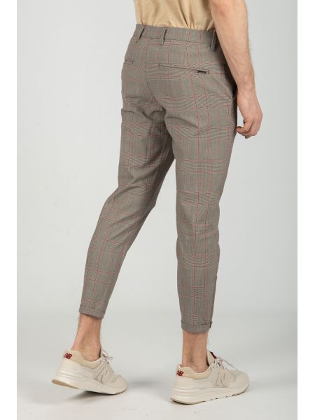 GABBA trouser chino PISA GLOW ROSE CHECK P4655 grey GABBA - 5