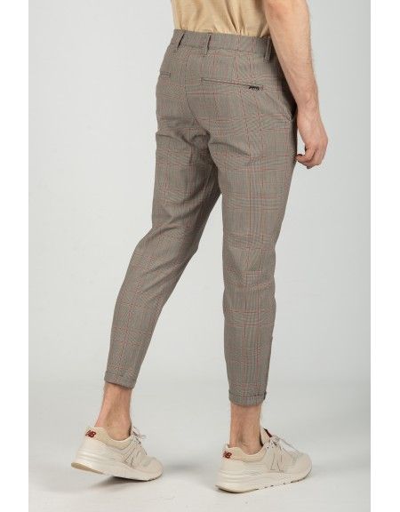GABBA trouser chino PISA GLOW ROSE CHECK P4655 grey GABBA - 5