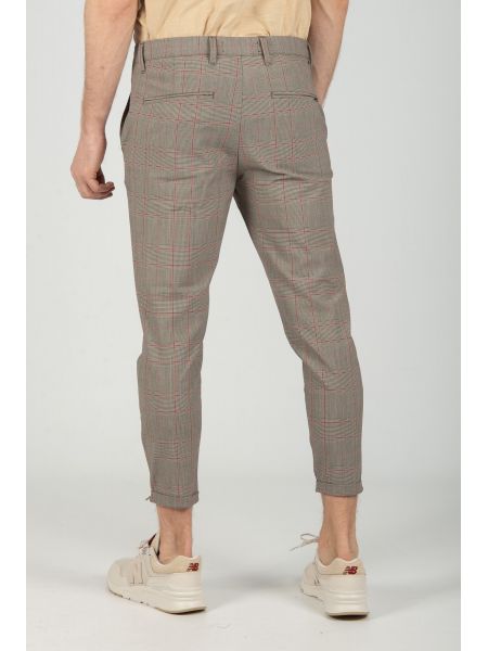 GABBA trouser chino PISA GLOW ROSE CHECK P4655 grey GABBA - 7