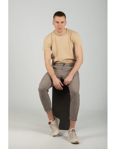 GABBA trouser chino PISA GLOW ROSE CHECK P4655 grey GABBA - 1