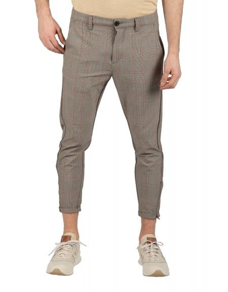 GABBA trouser chino PISA GLOW ROSE CHECK P4655 grey GABBA - 8