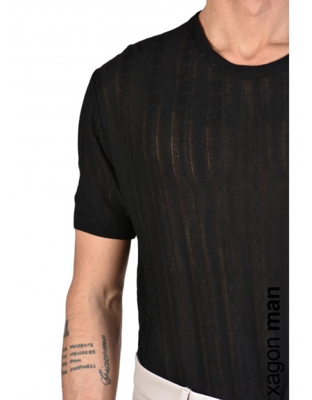 XAGON MAN T-shirt knitted yarn J01204 Black XAGON MAN - 5