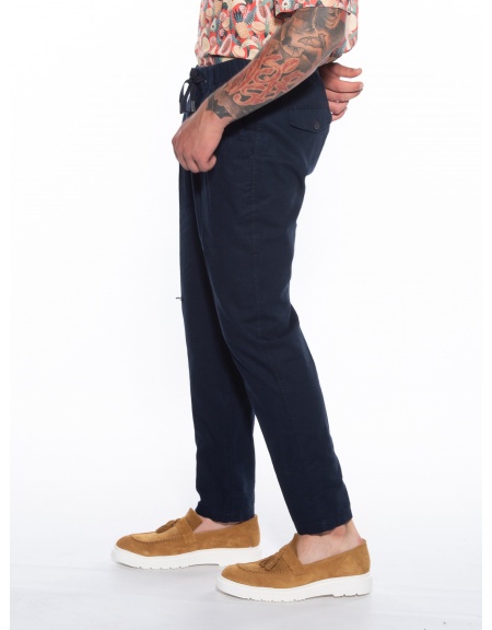 OVER-D Παντελόνι Chino λινό OM623PN Μπλε OVER-D - 4