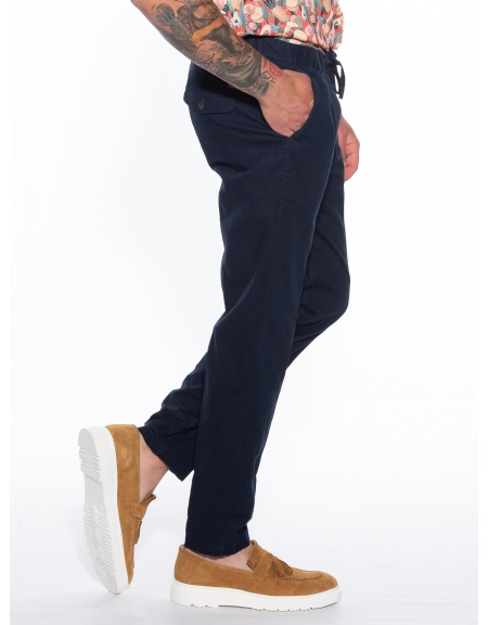 OVER-D Παντελόνι Chino λινό OM623PN Μπλε OVER-D - 3