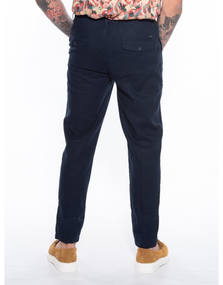 OVER-D Παντελόνι Chino λινό OM623PN Μπλε OVER-D - 2