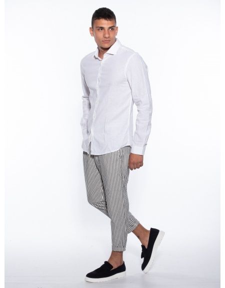 OVER-D jean striped trousers OM737PN Ecru - Blue OVER-D - 10