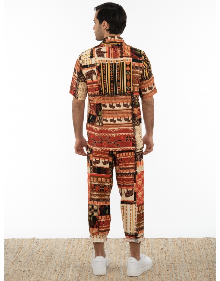 XAGON MAN Short Sleeve Shirt 2PGREE4 Printed - Brown XAGON MAN - 7