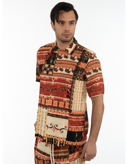 XAGON MAN Short Sleeve Shirt 2PGREE4 Printed - Brown XAGON MAN - 4