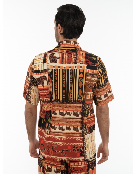 XAGON MAN Short Sleeve Shirt 2PGREE4 Printed - Brown XAGON MAN - 2