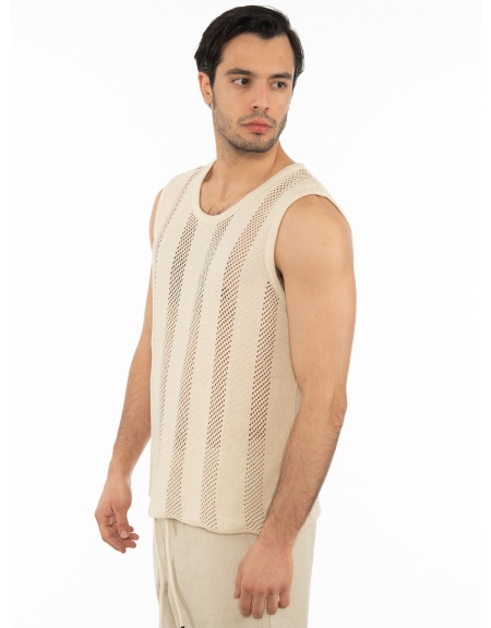 XAGON MAN Μπλούζα νημάτινη αμάνικη 2Z22704 Μπεζ XAGON MAN - 4