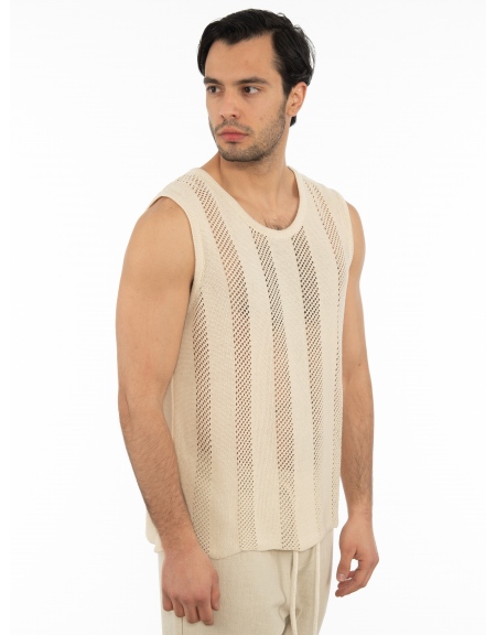 XAGON MAN Μπλούζα νημάτινη αμάνικη 2Z22704 Μπεζ XAGON MAN - 3