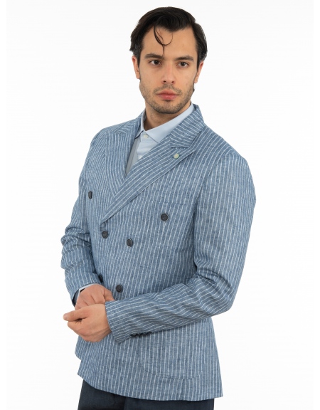 OVER-D Σακάκι ριγέ OE1S2S2G13 Μπλε - Σιέλ OVER-D - 3