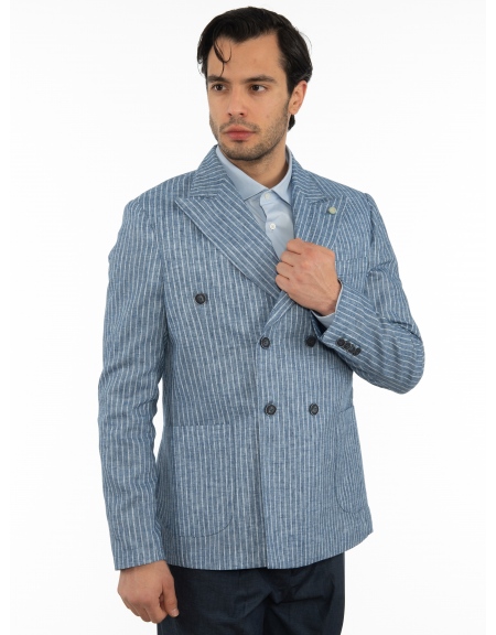OVER-D Σακάκι ριγέ OE1S2S2G13 Μπλε - Σιέλ OVER-D - 4