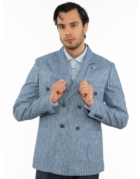 OVER-D Σακάκι ριγέ OE1S2S2G13 Μπλε - Σιέλ OVER-D - 1