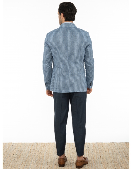 OVER-D Σακάκι ριγέ OE1S2S2G13 Μπλε - Σιέλ OVER-D - 7