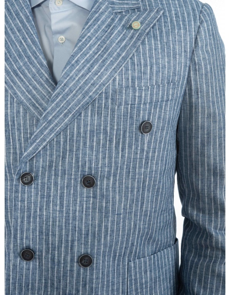 OVER-D Σακάκι ριγέ OE1S2S2G13 Μπλε - Σιέλ OVER-D - 5