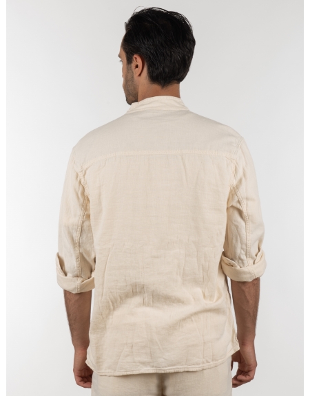 GABBA Πουκάμισο - Jacket mao Goa Crinkle P6074 Μπεζ GABBA - 2