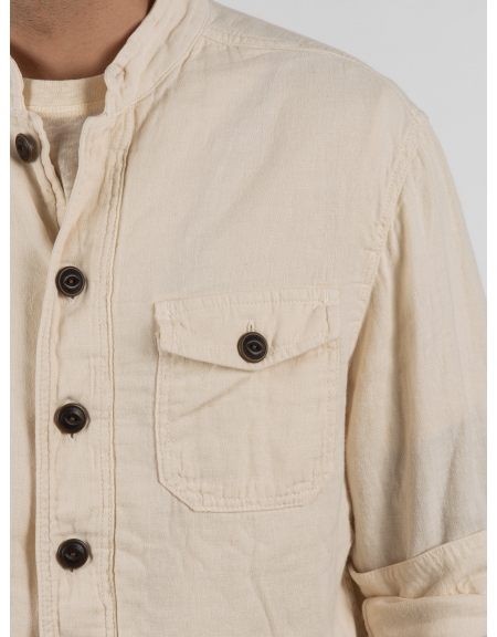 GABBA Πουκάμισο - Jacket mao Goa Crinkle P6074 Μπεζ GABBA - 5