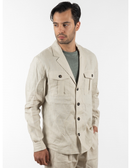 OVER-D Σακάκι λινό OE1S2S2G12 Μπεζ OVER-D - 3
