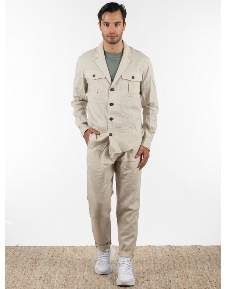 OVER-D Σακάκι λινό OE1S2S2G12 Μπεζ OVER-D - 6