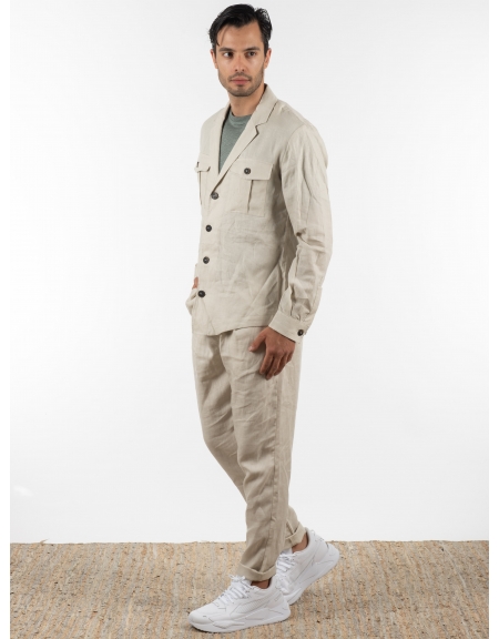 OVER-D Σακάκι λινό OE1S2S2G12 Μπεζ OVER-D - 9