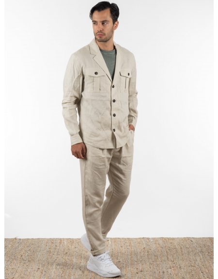 OVER-D Σακάκι λινό OE1S2S2G12 Μπεζ OVER-D - 8