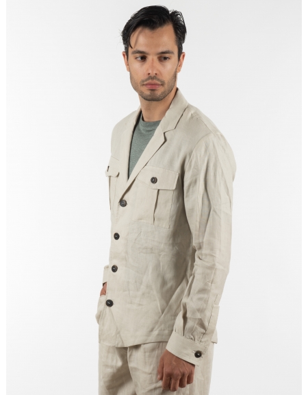 OVER-D Σακάκι λινό OE1S2S2G12 Μπεζ OVER-D - 4