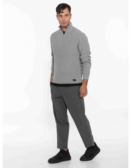 GABBA Μπλούζα - Πουλόβερ λουπέτο CAPE ROLL NECK Γκρι GABBA - 12