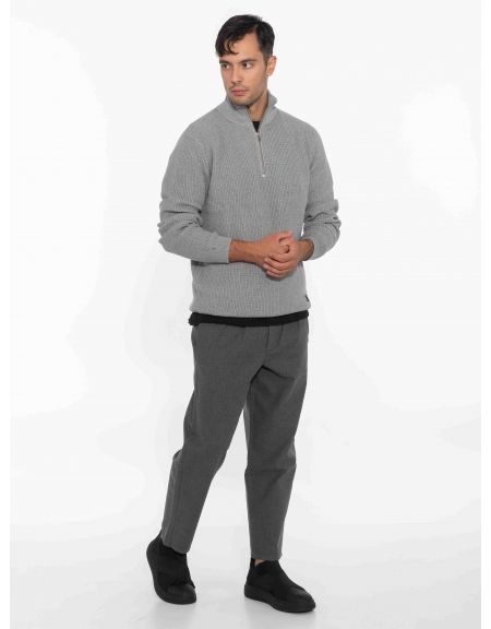 GABBA Μπλούζα - Πουλόβερ λουπέτο CAPE ROLL NECK Γκρι GABBA - 11