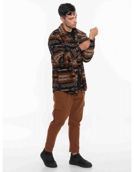 XAGON MAN Πουκάμισο - Jacket 2KBL400 Μαύρο - Καφέ - Μπεζ XAGON MAN - 8