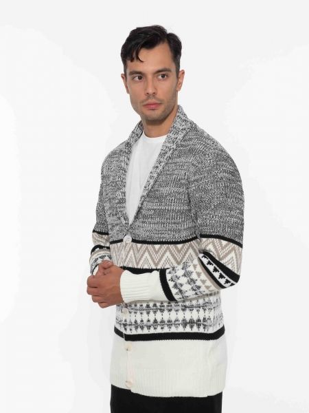 OVER-D Ζακέτα πλεκτή OE1F2W2M82 Λευκό - Γκρι OVER-D - 4