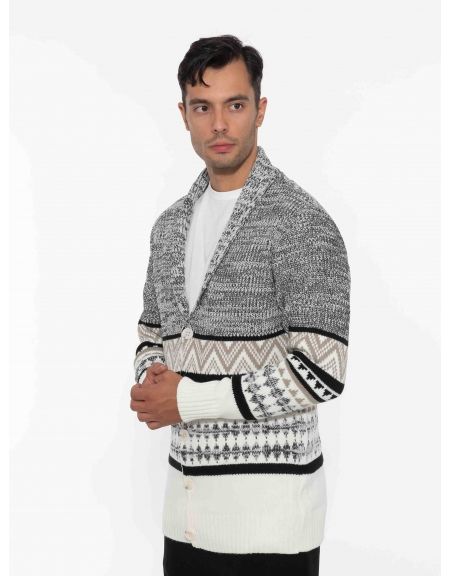 OVER-D Ζακέτα πλεκτή OE1F2W2M82 Λευκό - Γκρι OVER-D - 4