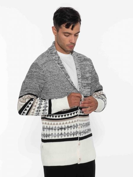 OVER-D Ζακέτα πλεκτή OE1F2W2M82 Λευκό - Γκρι OVER-D - 3