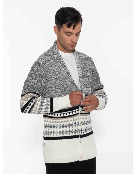 OVER-D Ζακέτα πλεκτή OE1F2W2M82 Λευκό - Γκρι OVER-D - 3