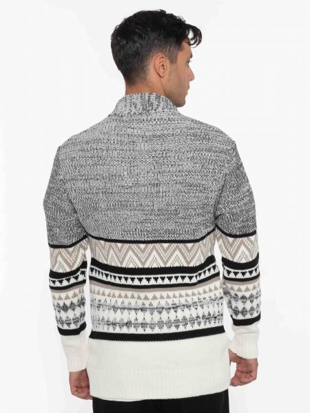 OVER-D Ζακέτα πλεκτή OE1F2W2M82 Λευκό - Γκρι OVER-D - 2