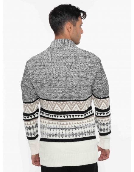 OVER-D Ζακέτα πλεκτή OE1F2W2M82 Λευκό - Γκρι OVER-D - 2