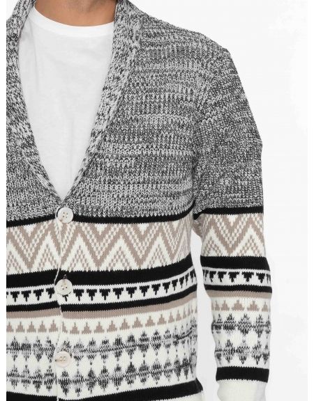 OVER-D Ζακέτα πλεκτή OE1F2W2M82 Λευκό - Γκρι OVER-D - 5